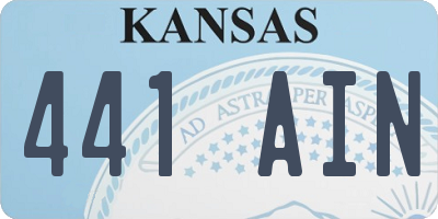 KS license plate 441AIN