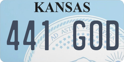 KS license plate 441GOD