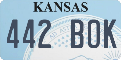 KS license plate 442BOK