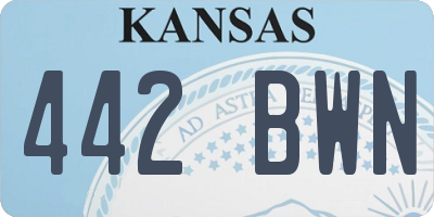 KS license plate 442BWN