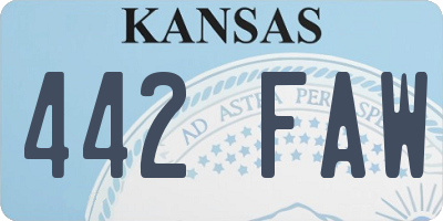 KS license plate 442FAW