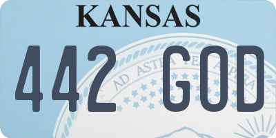KS license plate 442GOD