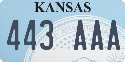 KS license plate 443AAA