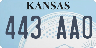 KS license plate 443AAO