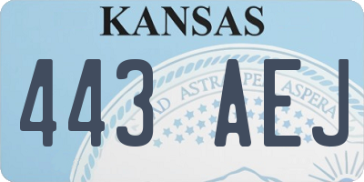 KS license plate 443AEJ
