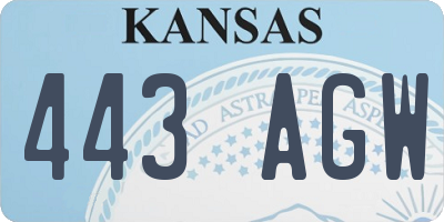 KS license plate 443AGW