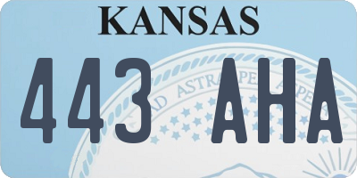 KS license plate 443AHA
