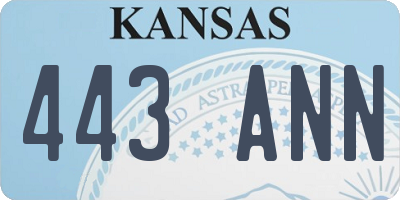 KS license plate 443ANN