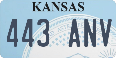 KS license plate 443ANV