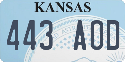 KS license plate 443AOD
