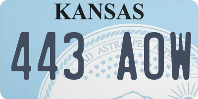 KS license plate 443AOW
