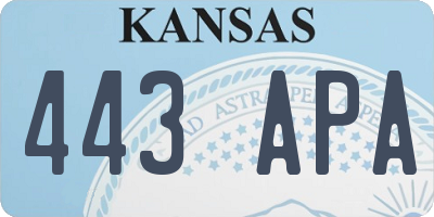 KS license plate 443APA