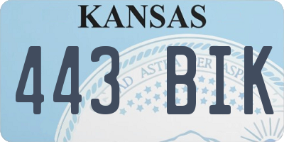 KS license plate 443BIK