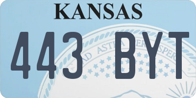 KS license plate 443BYT
