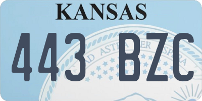 KS license plate 443BZC