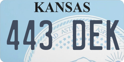 KS license plate 443DEK