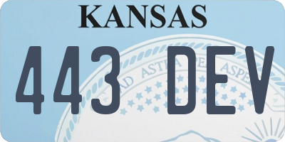 KS license plate 443DEV
