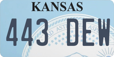 KS license plate 443DEW
