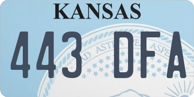 KS license plate 443DFA