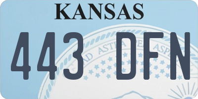 KS license plate 443DFN