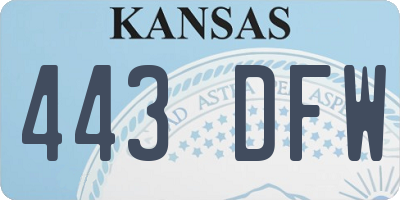 KS license plate 443DFW