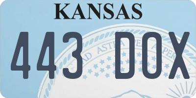KS license plate 443DOX