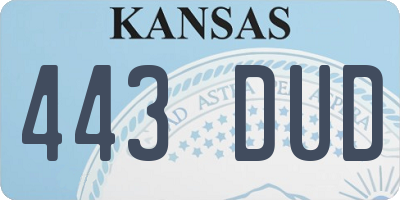 KS license plate 443DUD