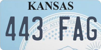 KS license plate 443FAG