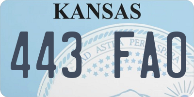 KS license plate 443FAO