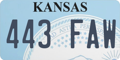 KS license plate 443FAW
