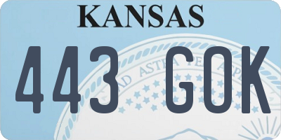 KS license plate 443GOK