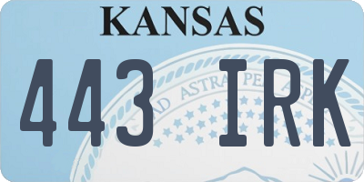 KS license plate 443IRK