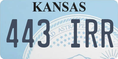 KS license plate 443IRR