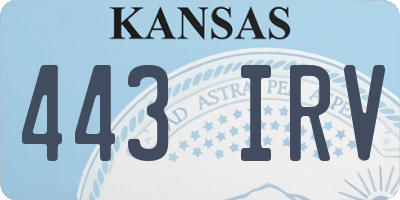 KS license plate 443IRV