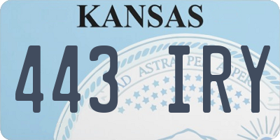 KS license plate 443IRY