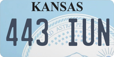 KS license plate 443IUN