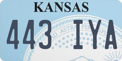 KS license plate 443IYA
