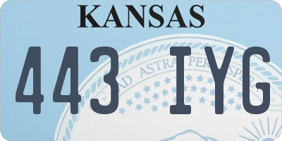 KS license plate 443IYG