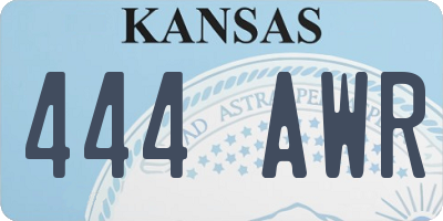 KS license plate 444AWR