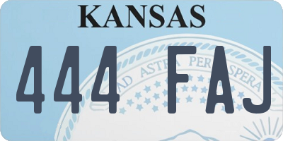 KS license plate 444FAJ