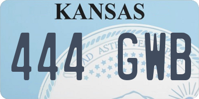 KS license plate 444GWB