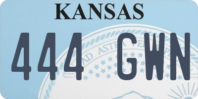 KS license plate 444GWN