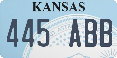 KS license plate 445ABB