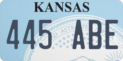 KS license plate 445ABE