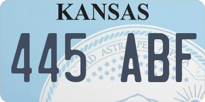 KS license plate 445ABF