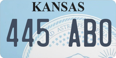 KS license plate 445ABO
