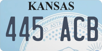 KS license plate 445ACB