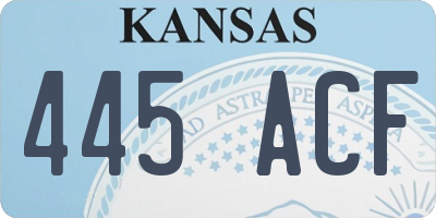 KS license plate 445ACF