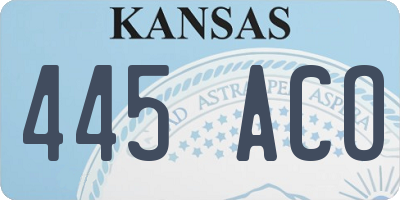 KS license plate 445ACO