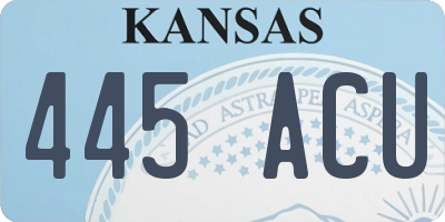 KS license plate 445ACU